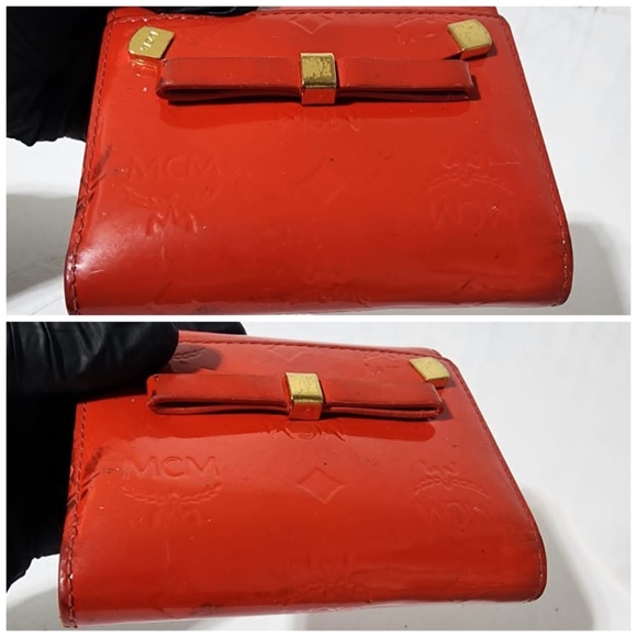 Authentic MCM Bifold Patent Leather Wallet Red - Picture 10 of 13